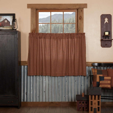 Patriotic Patch Plaid Tier Curtain Set of 2 L36xW36 - The Fox Decor